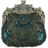 Antique Beaded Rose Evening Handbag, Clasp Purse Clutch w/Removable Chain Green - Torbe s kopčom - $29.99  ~ 25.76€