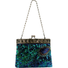 Antique Beaded Sequin Turquoise Sunburst Clutch Evening Handbag Purse w/ 2 Detachable Chains Blue - Borsette - $29.99  ~ 25.76€