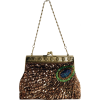 Antique Beaded Sequin Turquoise Sunburst Clutch Evening Handbag Purse w/ 2 Detachable Chains Brown - Borsette - $29.50  ~ 25.34€