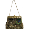 Antique Beaded Sequin Turquoise Sunburst Clutch Evening Handbag Purse w/ 2 Detachable Chains Gold - Borsette - $29.50  ~ 25.34€