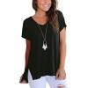 Aokosor Women's Short Sleeve High Low Loose T Shirt Basic Tee Tops with Side Split - Camicie (corte) - $14.99  ~ 12.87€