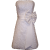 Applique Ribbon Strapless Prom Dress Bridesmaid Gown With Bow Junior Plus Size Ivory - ワンピース・ドレス - $85.00  ~ ¥9,567