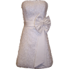 Applique Ribbon Strapless Prom Dress Bridesmaid Gown With Bow Junior Plus Size Ivory - Dresses - $85.00 