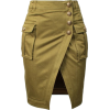 Army green cotton military inspired penc - 裙子 - 
