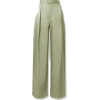 Army green Pleated satin-twill wide-leg - Pantalones Capri - 