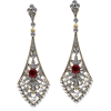 Art Déco ruby and diamond earrings - Earrings - 