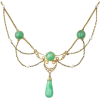 Art Nouveau Krementz Jade Pearl Necklace - Halsketten - 