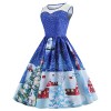 Asskdan Women's Vintage Christmas Dress Round Neck Sleeveless Printed Cocktail Party Retro A-Line Swing Dress - Dresses - $29.99 