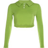 Avocado Green Polo Collar Wool Top T-Shi - 半袖衫/女式衬衫 - $25.99  ~ ¥174.14
