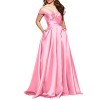 BEAUTBRIDE Women's Off Shoulder Long Prom Dress Formal Gown With Pocket BEPMD02 - Dresses - $72.99 