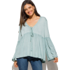 BILLOWY BELL SLEEVE TIE FRONT TOP-2 - Tunic - $59.00 