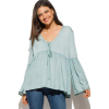 BILLOWY BELL SLEEVE TIE FRONT TOP-2 - Tunike - $59.00  ~ 50.67€