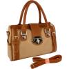 BRADLEY Dual Tone Brown Doctor Style Double Handle Satchel Handbag Purse Hobo Tote Bag w/Shoulder Strap - Hand bag - $29.99 