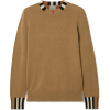 BURBERRY Cashmere Check-Trim Sweater, Be - Pullovers - 