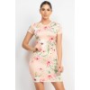 Baby Coral Short Sleeve Floral Bodycon Dress - Obleke - $14.30  ~ 12.28€