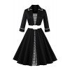 Babyonlinedress Babyonline Women's Classy Striped Retro Cocktail Party Swing Dress With Belt - ワンピース・ドレス - $32.99  ~ ¥3,713