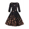 Babyonlinedress O-Neck 3/4 Sleeve Floral Printed Vintage Dresses for Women - sukienki - $24.99  ~ 21.46€