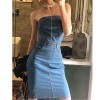 Bag hip tube top denim skirt fashion dress - Dresses - $27.99 