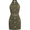 Balmain Olive cotton military dress with - sukienki - 
