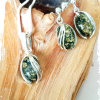 Baltic Green Amber Earrings Sterling sil - フラットシューズ - 