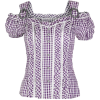 Bavarian Style Gingham Blouse - 半袖衫/女式衬衫 - 