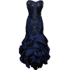 Beaded Embroidered Taffeta Long Gown Prom Holiday Dress Navy - ワンピース・ドレス - $154.99  ~ ¥17,444