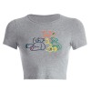 Bear Print Grey Tight T-Shirt - Shirts - $17.99 