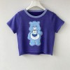Bear patch printed small version slim fit navel short girl top - Shirts - $19.99 