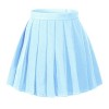 Beautifulfashionlife Women`s Japan School Slim Waist Band Pleated Costumes Skirts (M,Sky Blue) - Skirts - 