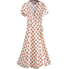Beige Dark Red Dot French Wrap Dress - Košulje - kratke - $27.99  ~ 24.04€