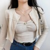 Beige Retro Cute Little Flower Casual Slim Sling Long Sleeve Cardigan Two Piece - Рубашки - короткие - $29.99  ~ 25.76€