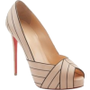 Beige Stripe Heel Shoes - Classic shoes & Pumps - 