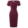 Belle Poque Retro Vintage Dress Short Sleeve Off Shoulder Pencil Dress BP158 - Dresses - $14.99  ~ £11.39