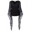 Belle Poque Women Vintage Gothic Lace T Shirt Tops Long Sleeve V-Neck BP000349 - Shirts - $19.99 