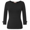 Belle Poque Women’s 3/4 Sleeve Boat Neck Vintage Tops Soft and Stretchy T-Shirt - Shirts - $11.99 