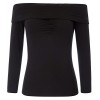 Belle Poque Women's Long Sleeve Off Shoulder Tops Stretchy Slim Fitted T-Shirt - Shirts - $16.99 