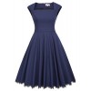 Belle Poque Women's Pleated Casual Vintage Swing A-Line Dress BP434 - Dresses - $14.99 