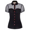 Belle Poque Women's Sexy Sheer See Through Short Sleeve Polka Dots Mesh Crop Tops - Shirts - $14.99 