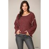 Berry Two-tone Sold Round Neck Sweater Top With Piping Detail - Pullover - $39.16  ~ 33.63€