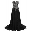 BeryLove Women's Beading Long Prom Dress Chiffon Corset Evening Gown with Train - Dresses - $189.00 