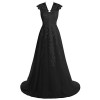 BeryLove Women's Cap Sleeves Lace Appliques Long Wedding Dress Prom Gown - 连衣裙 - $179.00  ~ ¥1,199.36