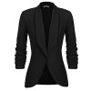 Beyove Women's 3/4 Ruched Sleeve Open Front Lightweight Work Office Blazer Jacket - Camisa - curtas - $17.00  ~ 14.60€