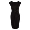 Bifast Women's Retro V Neck Sleeveless Bodycon Knot Front Ruched Pencil Dress - Dresses - $6.99 
