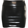 Black Shiny Liquid Mini Skirt Elastic Waist Band - Suknje - $16.50  ~ 104,82kn