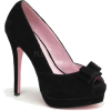 Black Suede Peep Toe Pump With Bow Accent - 11 - Sandals - $44.20  ~ £33.59