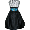Black White Polka Dot Bubble Mini Cocktail Prom Dress Holiday Party Gown Black/White/Turquoise - 连衣裙 - $71.99  ~ ¥482.36