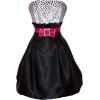 Black White Polka Dot Bubble Mini Cocktail Prom Dress Holiday Party Gown black/white/fuchsia - Haljine - $71.99  ~ 61.83€