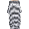 Black White Striped V Neck Loo - Dresses - 