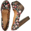 Black floral print wood  - 厚底鞋 - 