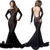 Black Transparent Sequin Gown - Obleke - 